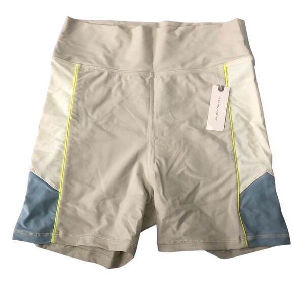 Anthropologie x The Upside Colorblocked Pastel Paneled Pearl Bike Shorts NEW - Picture 1 of 9